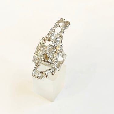 Sterling silver abstract brutalist  statement ring 