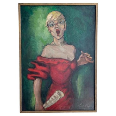 &quot;The Opera Singer&quot; Expressionist Oil Portrait on Panel by Maurice Saint-Lou