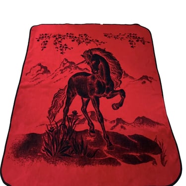 Vintage San Marcos Double Sided Mythical Unicorn Blanket 7.5’x6’