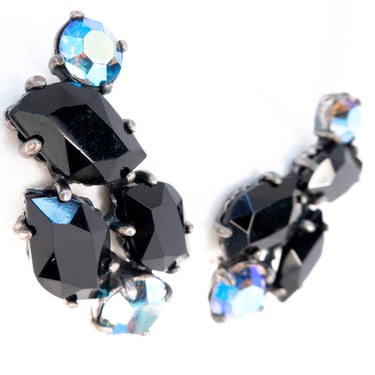 Schiaparelli Black Rhinestone Earrings