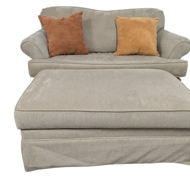 Beige Sleeper Loveseat with Storage Ottoman