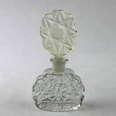 Art Deco Irice Crystal Perfume Bottle Made in Czechoslovakia 