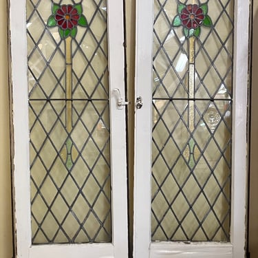 Item #AD58S Pair of Stained Glass Door Panels c.1890
