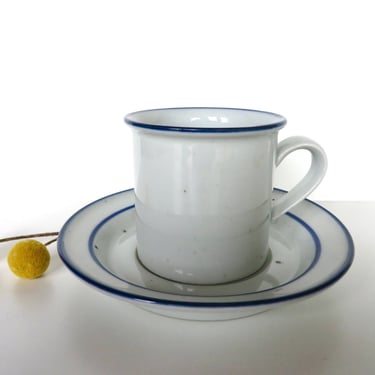 Vintage Dansk Blue Mist Cup And Saucer, Vintage Speckled Blue Coffee Cups By Niels Refsgaard From Denmark - 4 available 