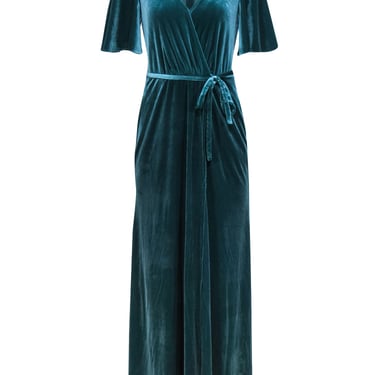 DB Studio - Teal Velvet Short Sleeve Maxi Gown Sz 4