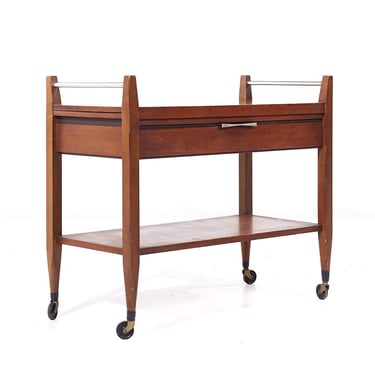 Lane Tuxedo Mid Century Walnut Serving Bar Cart - mcm 