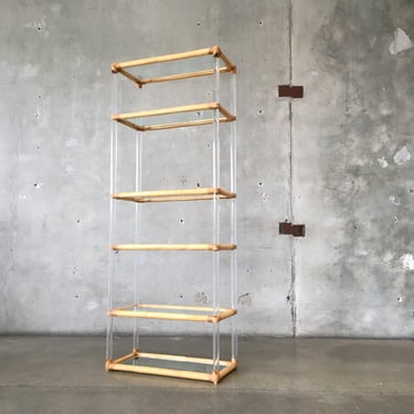 Lucite/Bamboo/Glass Etagere in the Style of Karl Springer