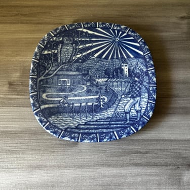 Vintage Rörstrand Sweden Vintage Plate JULEN 1977, Porcelain Wall Plate; Swedish Vintage Blue & White Collectible Plate 