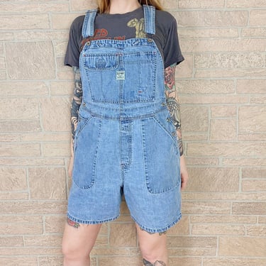 Y2K Old Navy Blue Jean Overalls Shorts 