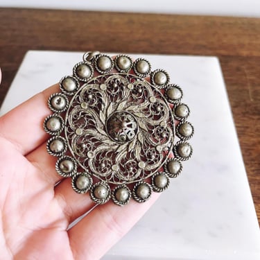 Vintage Silver Filigree Pendant 