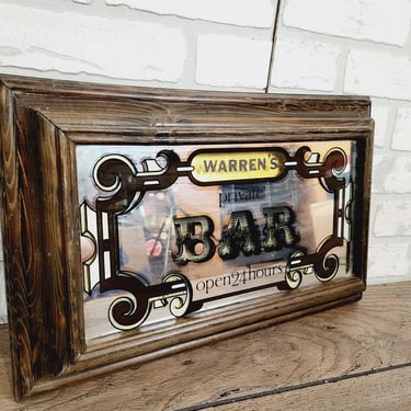 Vintage Bar Open Private/Personalized Beer Sign Mirror 