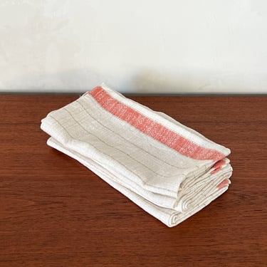 Handwoven Natural Linen/Cotton Napkin Salmon Stripe