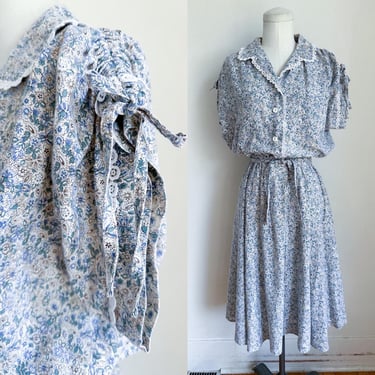 Vintage 1970s Floral Peasant Dress / M-L 