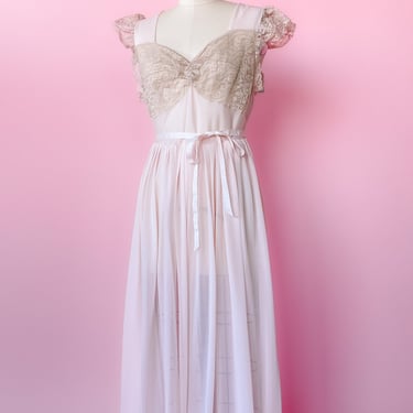 1970s Light Pink Cap Sleeve Slip Dress, sz. S/M