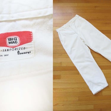 Vintage 60s Big Mac Penneys White Utility Pants 28 x 26 - 1960s Cotton Canvas Painter Workwear Pants - Gender Neutral 