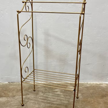 Mid-Century Gold Tone Blanket/Towel Rack