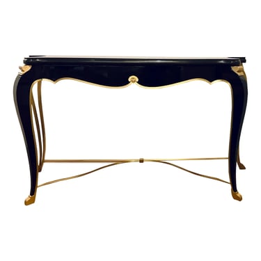 Caracole Signature Modern Art Deco Style Black and Gold Avant-Garde Console Table