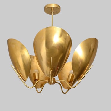 5 Lights Oversize  BRASS SCOOP Chandelier 