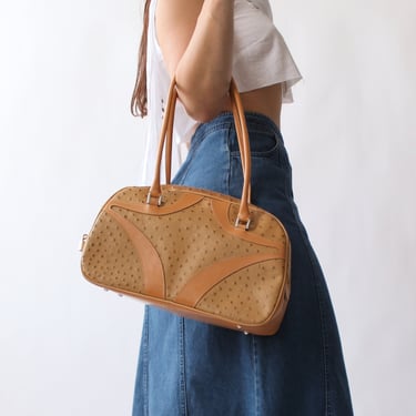 Vintage Ostrich Leather Shoulder Bag