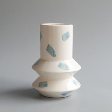 Temple Ceramics: Geo Vase in White + Blue