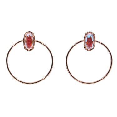 Kendra Scott - Rose Gold Stud-Back Hoop Earrings w/ Opalescent Stones