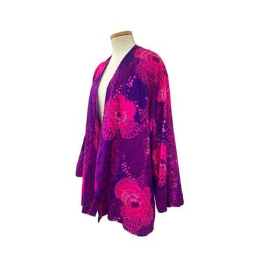 Vtg 60s 1960s Handmade OOAK Dayglo Era Psychedelic Print Hawaiian Duster Robe 