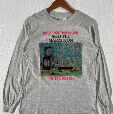 Vintage 1991 Seattle Marathon Finisher Long Sleeve T-Shirt Sz. M