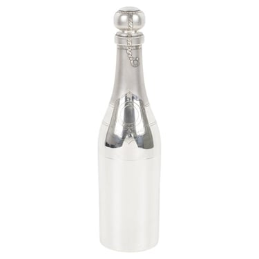 Art Deco Barware Silver Plate Cocktail Martini Shaker Champagne Bottle Shape