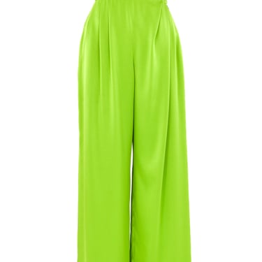 Yves Saint Laurent Green Satin Split Leg Pants