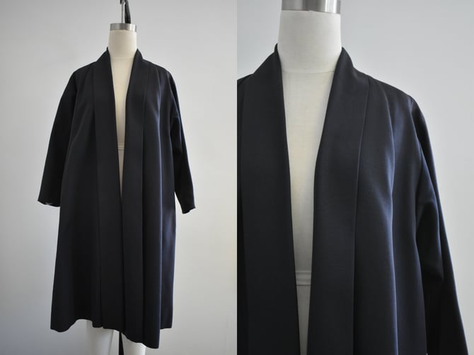 1950s Cee-Dee Black Ribbed Dress Coat 