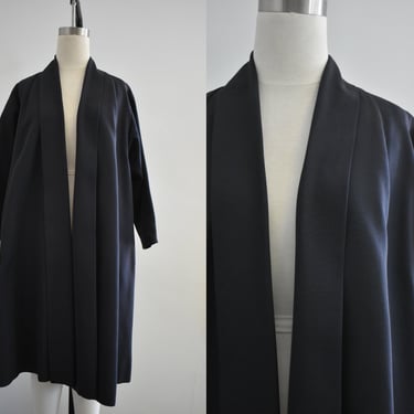1950s Cee-Dee Black Ribbed Dress Coat 