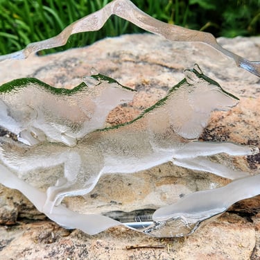 Lead Glass Wolf Sculpture~Mats Jonasson Sweden Crystal 