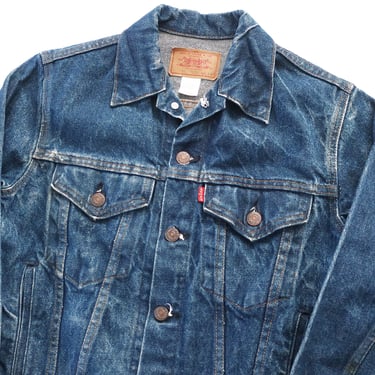 vintage Levis jacket / vintage denim jacket / 1980s Levis denim trucker jacket dark wash rigid denim XS 