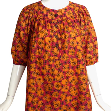 YVES SAINT LAURENT- 1980s Cotton Print Blouse, Size-6