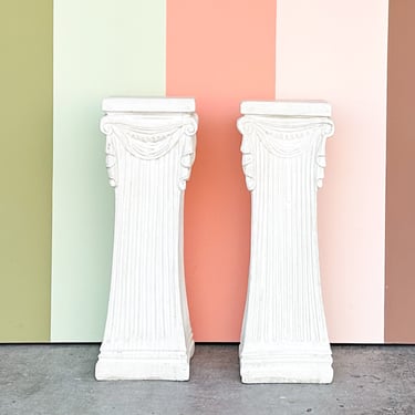 Pair of Swag and Tassel Plaster Pedestals