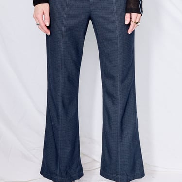 Black Overdyed Houndstooth Suiting Flare Pant