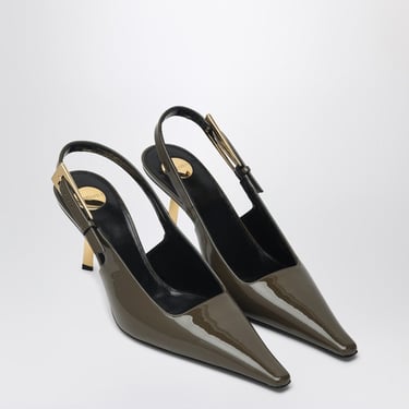 Saint Laurent Amber Green Patent Leather Slingback Women