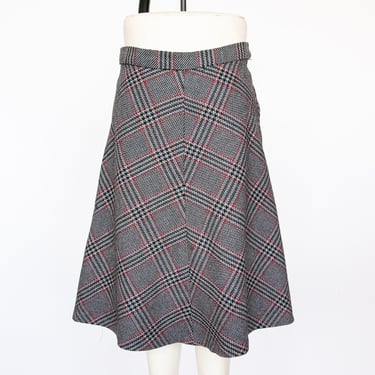 1970s Wool Full Skirt Plaid A-line M 