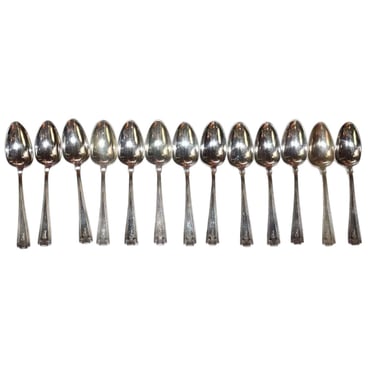 1913 Vintage Set of 13 American Gorham Sterling Silver Etruscan Pattern Teaspoons silverware 