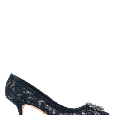 Dolce & Gabbana Women Midnight Blue Lace Pumps