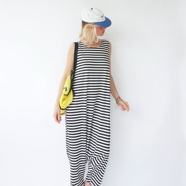 Vintage French Stripes Black And White Coveralls | Summer Boat Neck Sleeveless Jumpsuit | Perfect Sailor Mariniere | Breton Coverall 