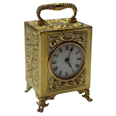 R&amp;C Paris Brass Carriage Clock,c. 1900's
