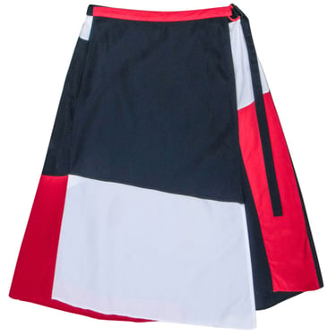 Tommy Hilfiger - Navy, Red &amp; White Color Blocked Wrap Skirt Sz 12