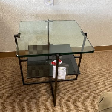 Glass, Stone and Metal End Table<br />Bottom Shelf<br />W24 x D 24 x H 24