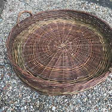 Huge French Harvest Basket, Hand Woven Willow Basket, Authentic French Farmhouse 