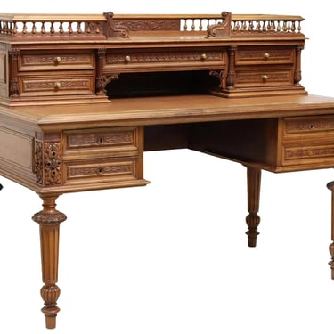 Antique Desk, Writing, French Henri II Style, Carved, Walnut, Bureau, 1800s!!