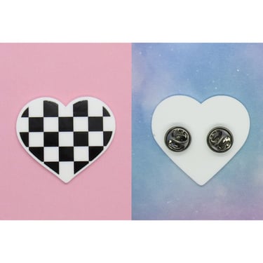 Ska Pin Checkered Heart Brooch 