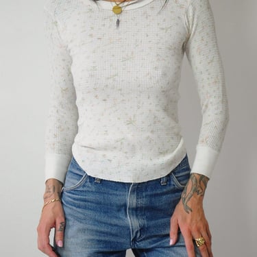 1970's Floral Waffle Knit Thermal