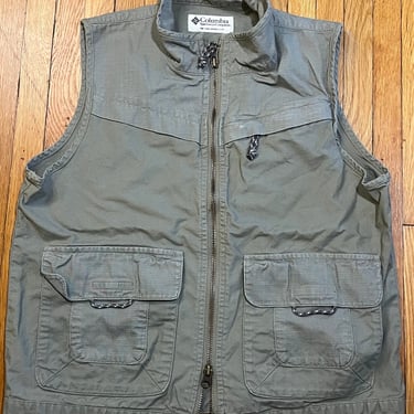 90s S Columbia Green Utility Vest Size Small Multi Pocket Sportswear Hiking Camping Fishing Fly Fishing Outdoors Granola Gorp 