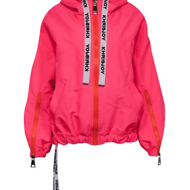 Khrisjoy - Neon Pink &amp; Orange Zipper Front Hooded Jacket Sz 0